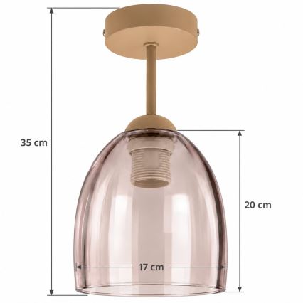 BRILAGI - LED Nadgradna stropna svjetiljka RETRO GLASS 1xE27/60W/230V Ø 17 cm bež/dimno-bež