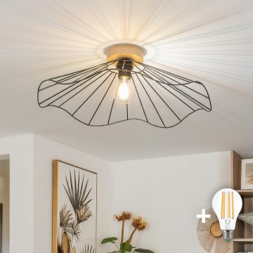 Brilagi - LED površinski stropni luster CERIA WIRE 1xE27/40W/230V Ø 60 cm crna/hrast