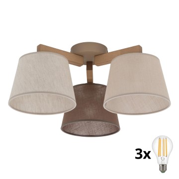 BRILAGI - LED površinski stropni luster LATTE SABIA 3xE27/15W/230V borovina/mix