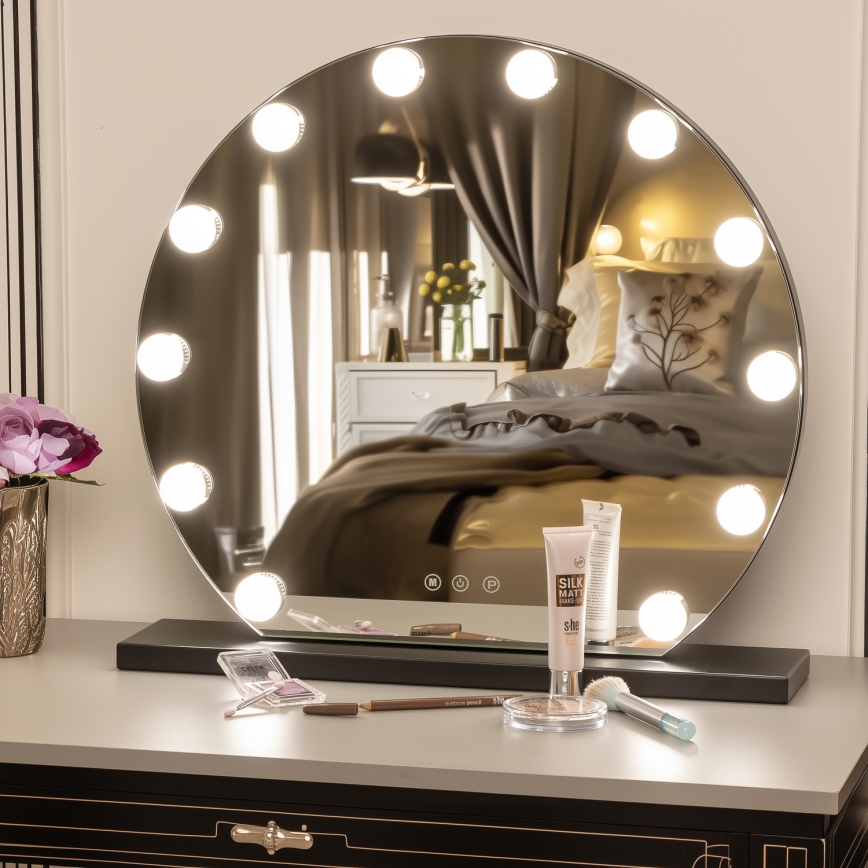 Brilagi - LED prenosivo ogledalo za šminku s prigušivanjem HOLLYWOOD LED/12W/230V 3000/4000/6500K