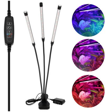 Brilagi - LED Prigušiva fleksibilna stolna lampa s kopčom za uzgoj biljaka VITABLOOM 3xLED/10W/230V crna