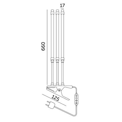 Brilagi - LED Prigušiva fleksibilna stolna lampa s kopčom za uzgoj biljaka VITABLOOM 3xLED/10W/230V crna