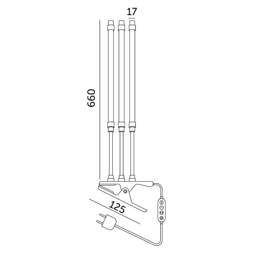 Brilagi - LED Prigušiva fleksibilna stolna lampa s kopčom za uzgoj biljaka VITABLOOM 3xLED/10W/230V crna