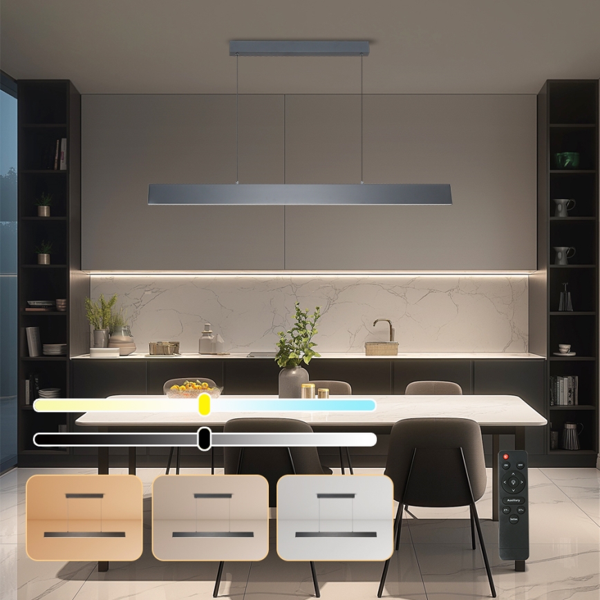 Brilagi - LED Prigušivi luster na sajli SLIMLINE LED/40W/230V 3000-6000K antracit + daljinski upravljač