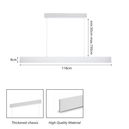 Brilagi - LED Prigušivi luster na sajli SLIMLINE LED/40W/230V 3000-6000K bijela + daljinski upravljač