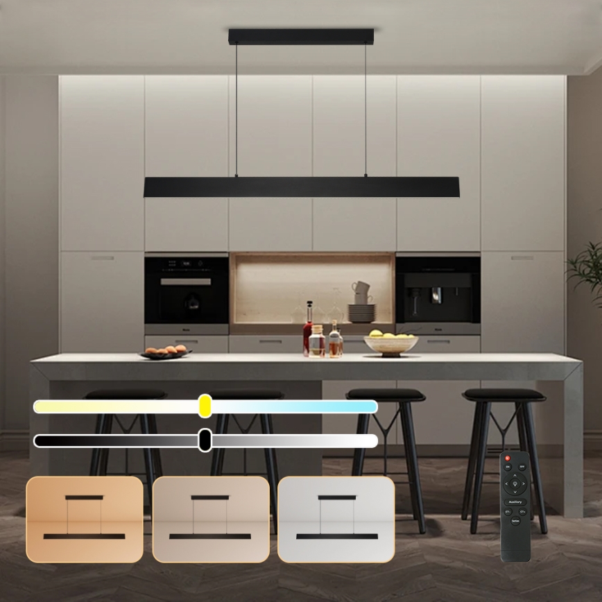 Brilagi - LED Prigušivi luster na sajli SLIMLINE LED/40W/230V 3000-6000K crna + daljinski upravljač
