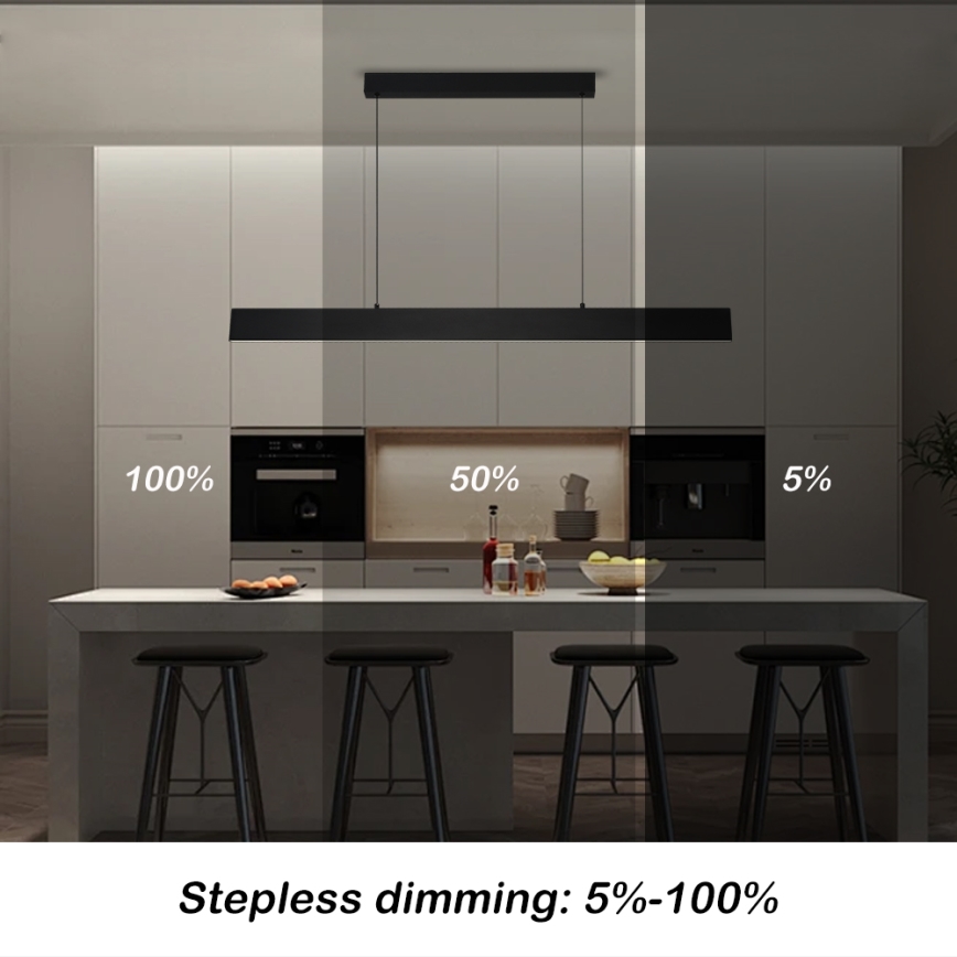 Brilagi - LED Prigušivi luster na sajli SLIMLINE LED/40W/230V 3000-6000K crna + daljinski upravljač