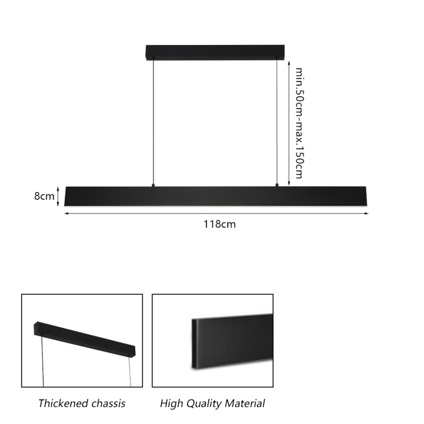 Brilagi - LED Prigušivi luster na sajli SLIMLINE LED/40W/230V 3000-6000K crna + daljinski upravljač