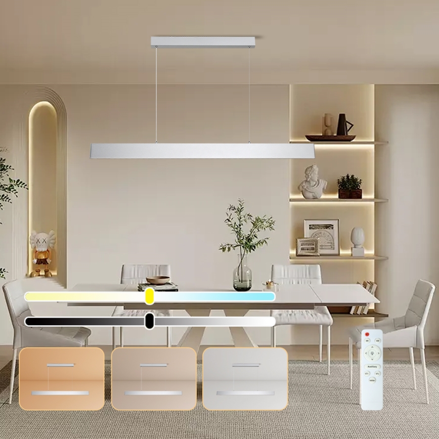 Brilagi - LED Prigušivi luster na sajli SLIMLINE LED/40W/230V 3000-6000K srebrna + daljinski upravljač