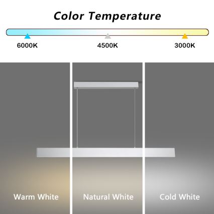 Brilagi - LED Prigušivi luster na sajli SLIMLINE LED/40W/230V 3000-6000K srebrna + daljinski upravljač