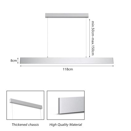 Brilagi - LED Prigušivi luster na sajli SLIMLINE LED/40W/230V 3000-6000K srebrna + daljinski upravljač