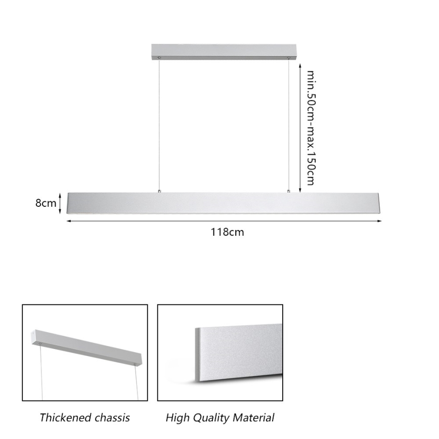 Brilagi - LED Prigušivi luster na sajli SLIMLINE LED/40W/230V 3000-6000K srebrna + daljinski upravljač