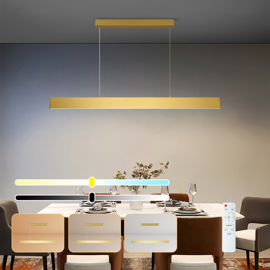 Brilagi - LED Prigušivi luster na sajli SLIMLINE LED/40W/230V 3000-6000K zlatna + daljinski upravljač