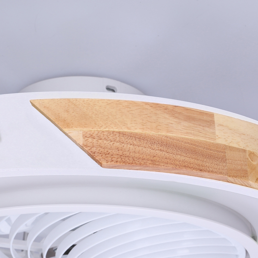 Brilagi - LED Prigušiva stropna svjetiljka s ventilatorom LED/30W/230V 3000-6500K bijela/hrast + daljinski upravljač