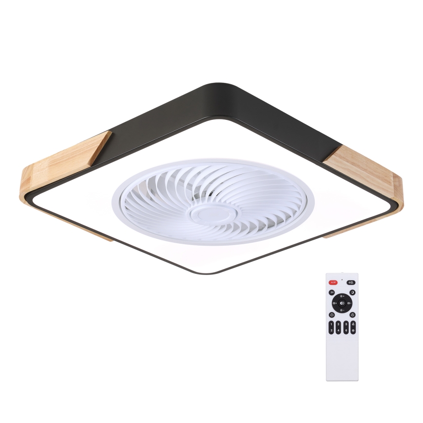 Brilagi - LED Prigušiva stropna svjetiljka s ventilatorom LED/30W/230V 3000-6500K crna/hrast + daljinski upravljač
