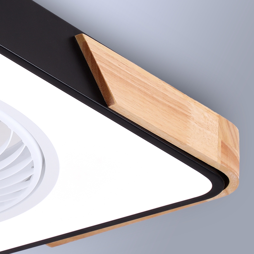 Brilagi - LED Prigušiva stropna svjetiljka s ventilatorom LED/30W/230V 3000-6500K crna/hrast + daljinski upravljač