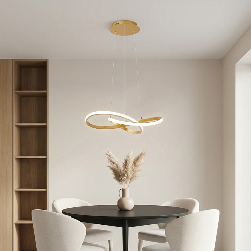 Brilagi - LED luster s prigušivanjem na sajli INFINITY LED/55W/230V 3000-6000K 50x50 cm zlatni + daljinski upravljač
