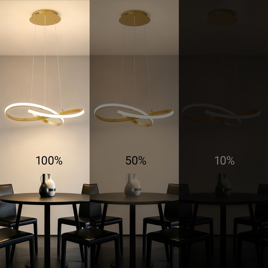 Brilagi - LED luster s prigušivanjem na sajli INFINITY LED/55W/230V 3000-6000K 50x50 cm zlatni + daljinski upravljač