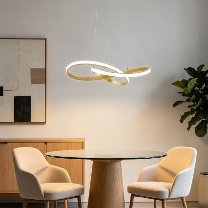 Brilagi - LED luster s prigušivanjem na sajli INFINITY LED/55W/230V 3000-6000K 50x50 cm zlatni + daljinski upravljač