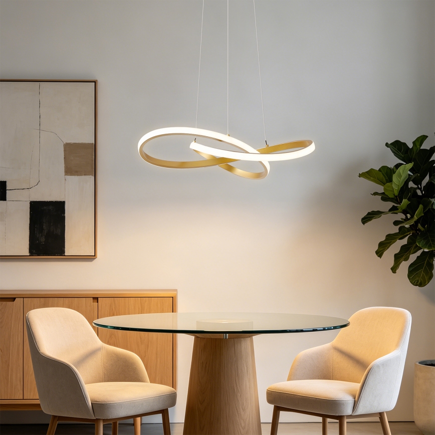 Brilagi - LED luster s prigušivanjem na sajli INFINITY LED/55W/230V 3000-6000K 50x50 cm zlatni + daljinski upravljač