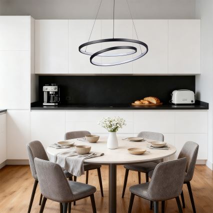 Brilagi - LED prigušivi luster na sajli TWISTER LED/48W/230V 3000-6000K pr. 50 cm crna + daljinsko upravljanje