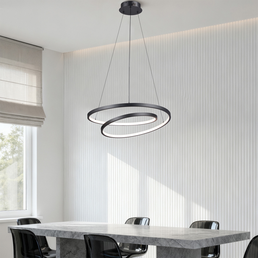 Brilagi - LED prigušivi luster na sajli TWISTER LED/48W/230V 3000-6000K pr. 50 cm crna + daljinsko upravljanje