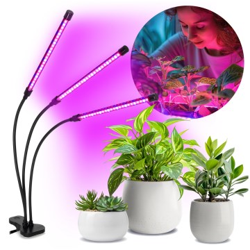 Brilagi - LED Prigušiva fleksibilna stolna lampa s kopčom za uzgoj biljaka VITABLOOM 3xLED/10W/230V crna