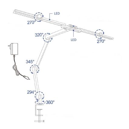 Brilagi - LED Prigušiva fleksibilna stolna lampa VARIO LED/24W/230V 3000-6500K CRI 92 crna