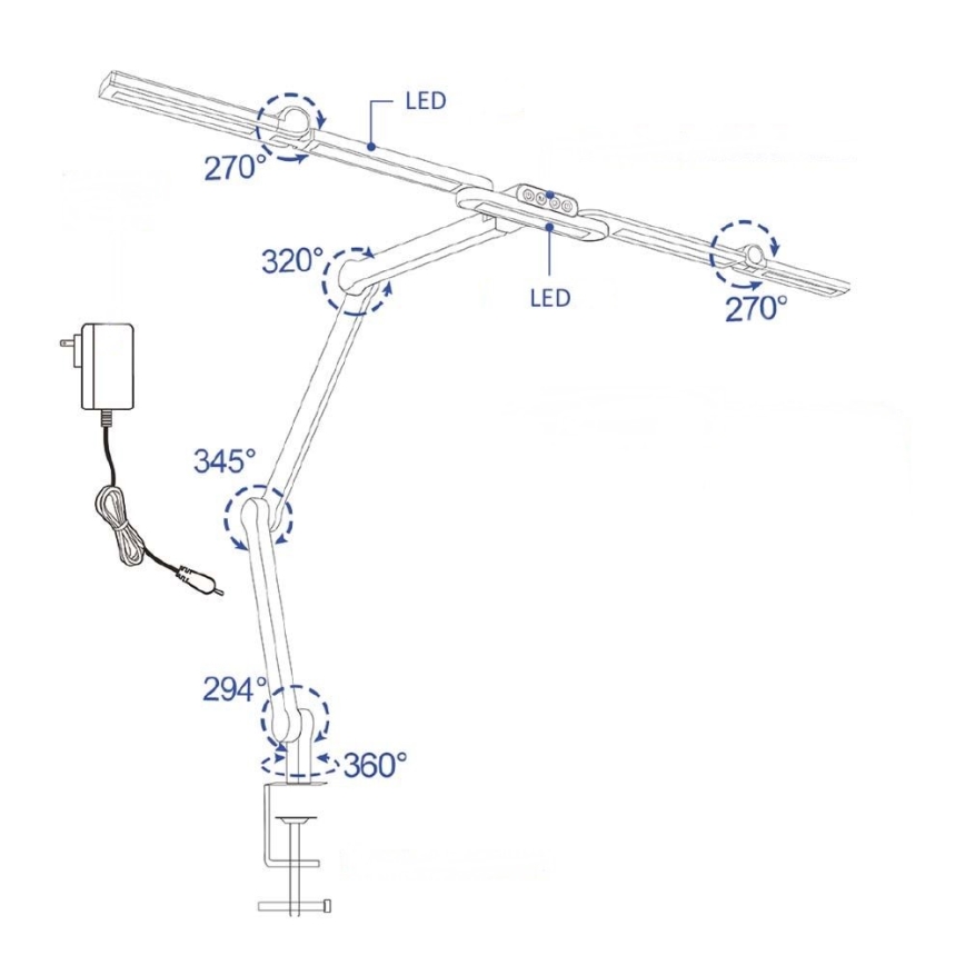 Brilagi - LED Prigušiva fleksibilna stolna lampa VARIO LED/24W/230V 3000-6500K CRI 92 crna