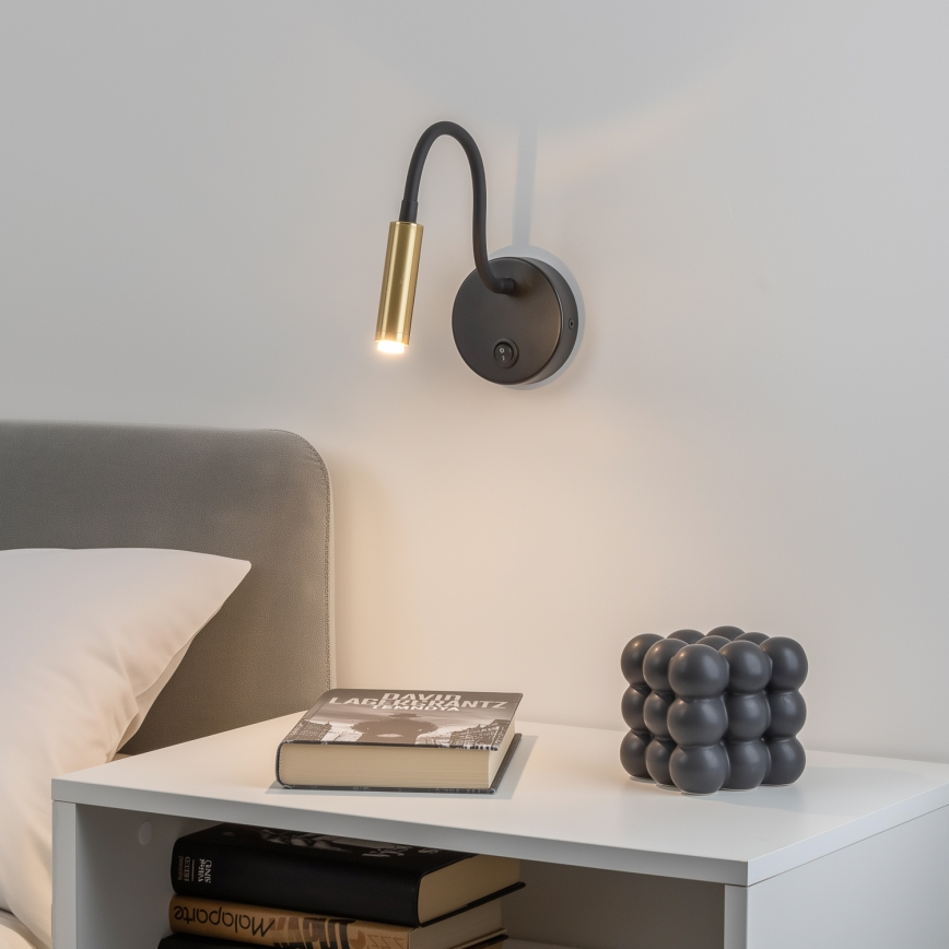 Brilagi - LED Prigušiva fleksibilna zidna lampa MAYA 1xG9/4W/230V crna/zlatna 2700-6500K Wi-Fi Tuya