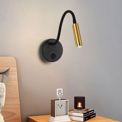 Brilagi - LED Prigušiva fleksibilna zidna lampa MAYA 1xG9/4W/230V crna/zlatna 2700-6500K Wi-Fi Tuya