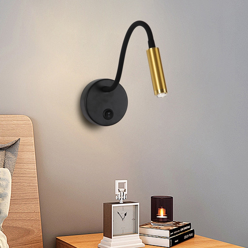 Brilagi - LED Prigušiva fleksibilna zidna lampa MAYA 1xG9/4W/230V crna/zlatna 2700-6500K Wi-Fi Tuya