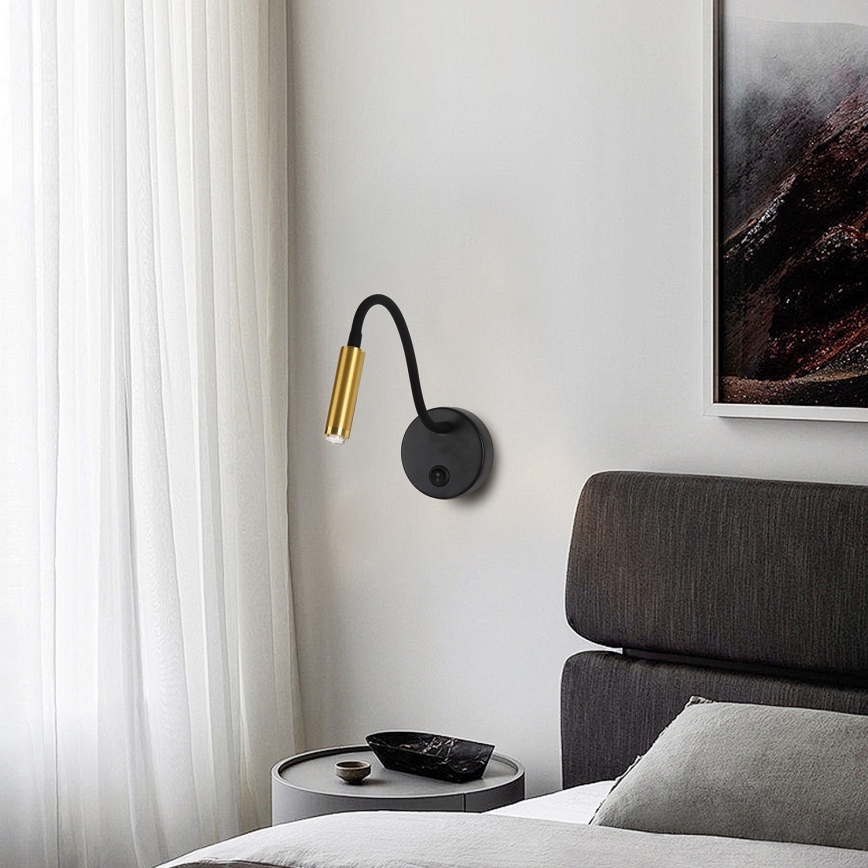 Brilagi - LED Prigušiva fleksibilna zidna lampa MAYA 1xG9/4W/230V crna/zlatna 2700-6500K Wi-Fi Tuya