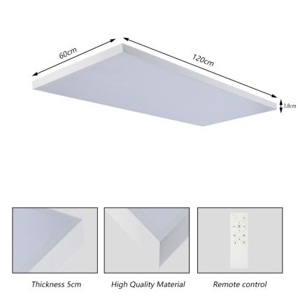 Brilagi - LED prigušivo kupaonsko stropno svjetlo FRAME SMART LED/96W/230V 120x60 cm 3000-6000K IP44 bijela + daljinski upravljač