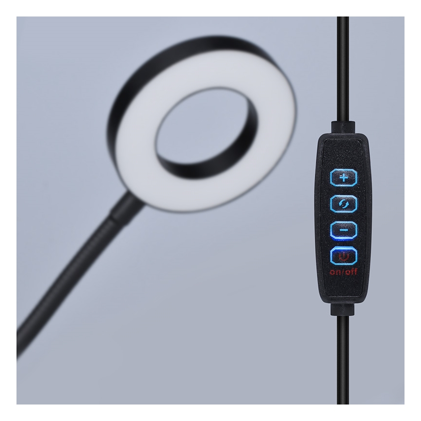 Brilagi -LED Prigušiva lampa s kopčom ORBELA LED/8W/5V 3000/4000/5000K crna