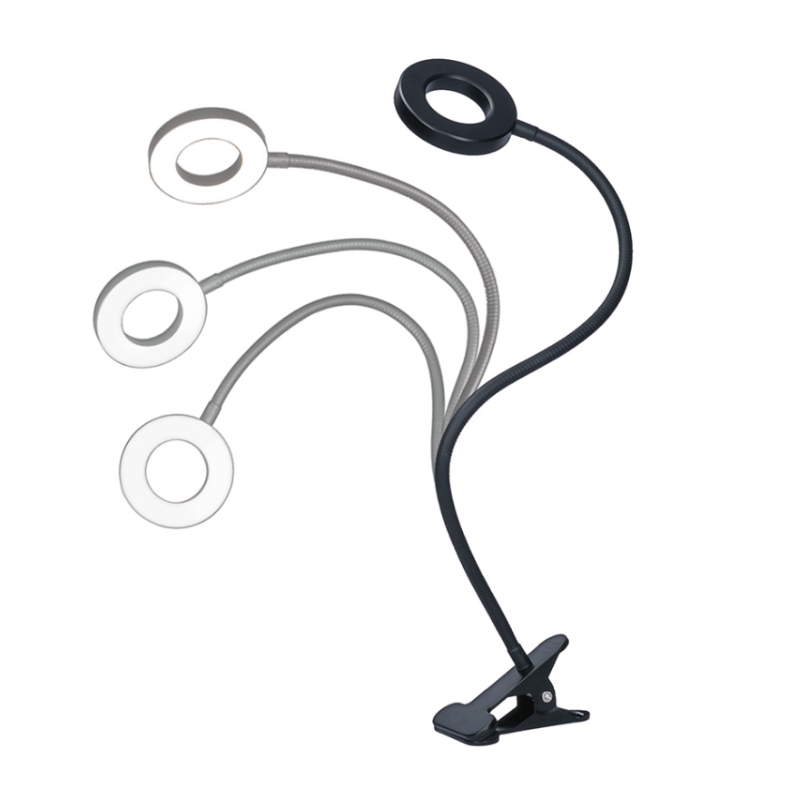 Brilagi -LED Prigušiva lampa s kopčom ORBELA LED/8W/5V 3000/4000/5000K crna