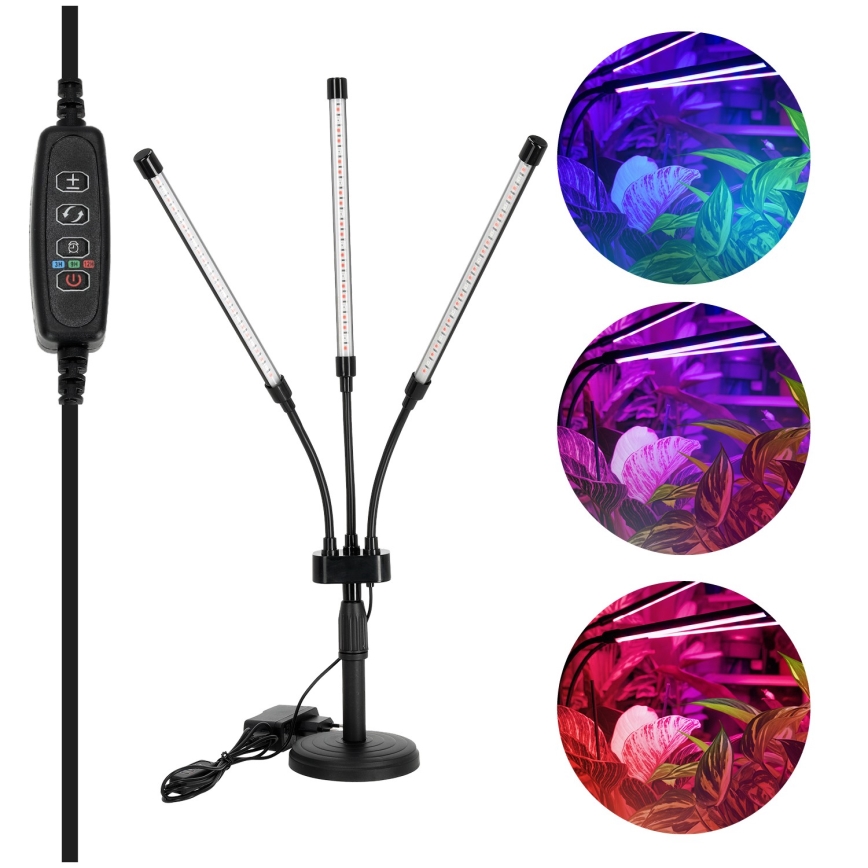 Brilagi - LED Prigušiva fleksibilna stolna lampa za uzgoj biljaka VITABLOOM 3xLED/10W/230V crna