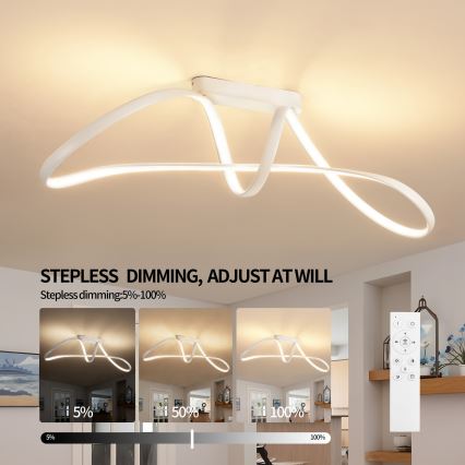 Brilagi - LED dimabilni stropni luster TWISTER LED/60W/230V 3000-6000K bijela + daljinski upravljač