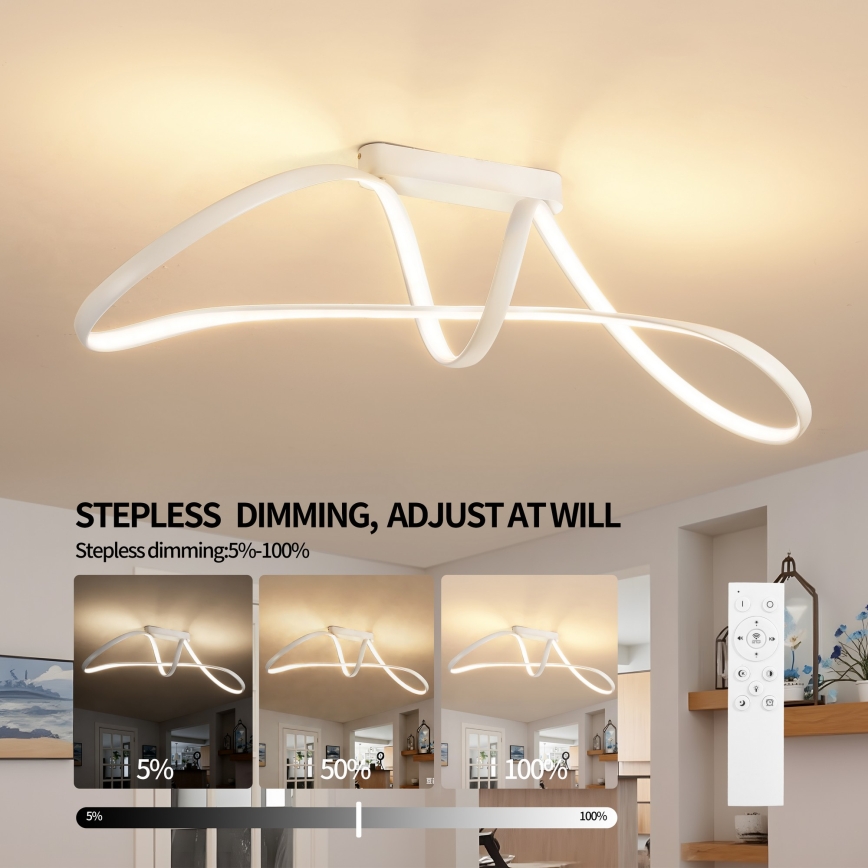 Brilagi - LED dimabilni stropni luster TWISTER LED/60W/230V 3000-6000K bijela + daljinski upravljač