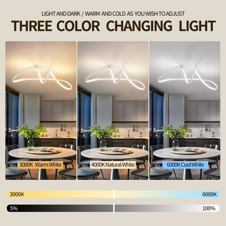 Brilagi - LED dimabilni stropni luster TWISTER LED/60W/230V 3000-6000K bijela + daljinski upravljač