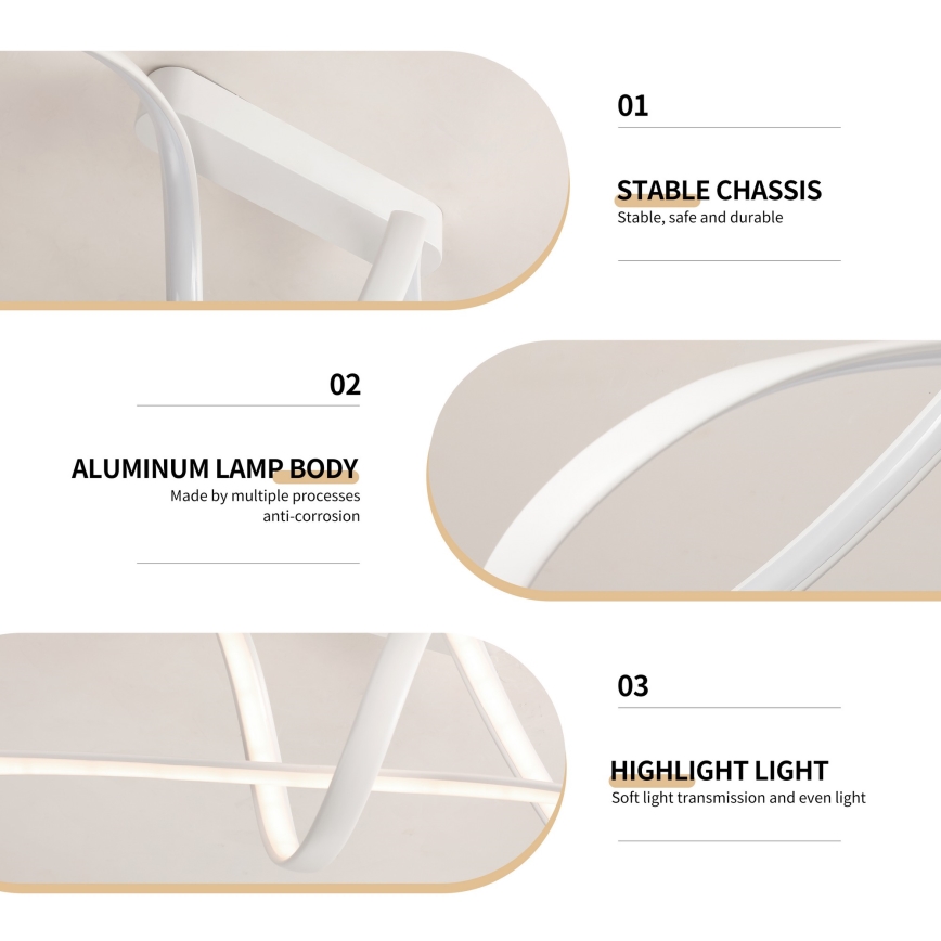 Brilagi - LED dimabilni stropni luster TWISTER LED/60W/230V 3000-6000K bijela + daljinski upravljač