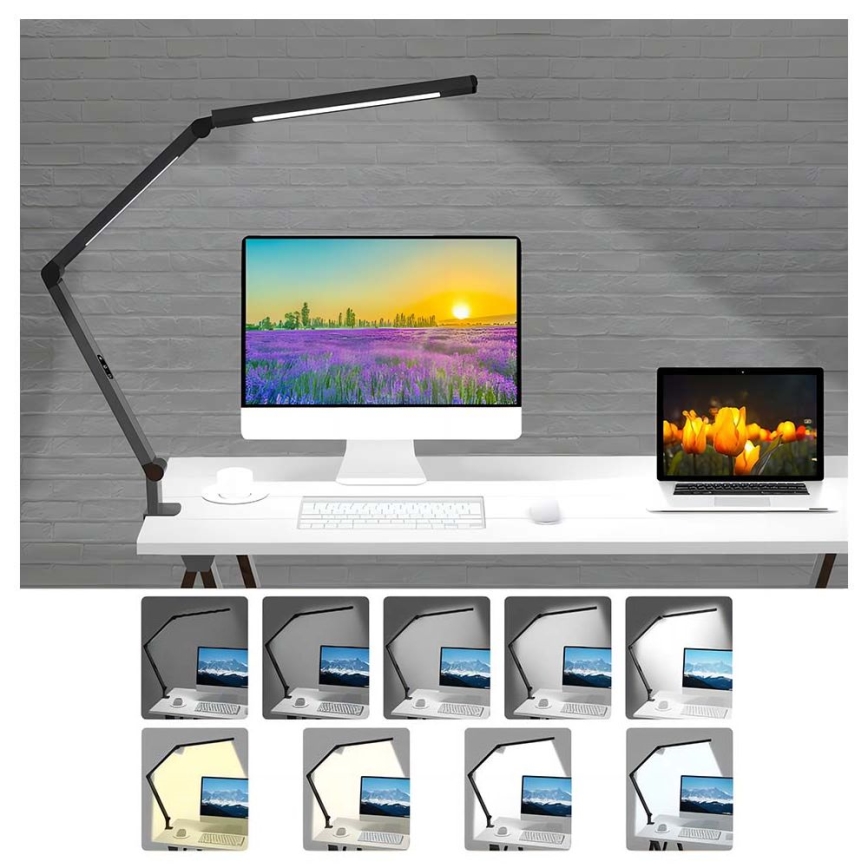 Brilagi - LED Prigušiva dodirna fleksibilna stolna lampa VARIO LED/12W/230V 3000/4000/5000/6500K CRI 92 crna