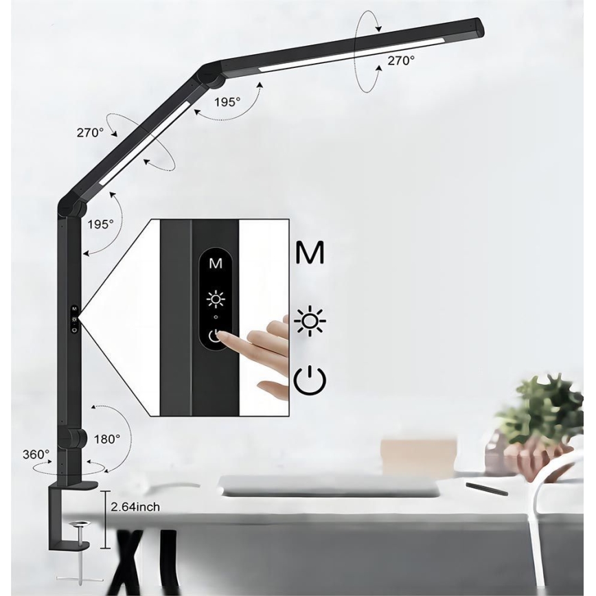 Brilagi - LED Prigušiva dodirna fleksibilna stolna lampa VARIO LED/12W/230V 3000/4000/5000/6500K CRI 92 crna