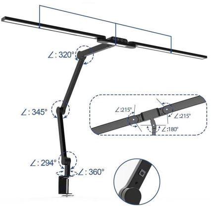Brilagi - LED Prigušiva dodirna fleksibilna stolna lampa VARIO LED/24W/230V 3000-6500K CRI 92 crna