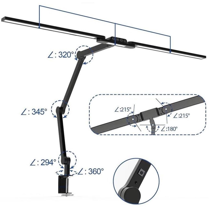 Brilagi - LED Prigušiva dodirna fleksibilna stolna lampa VARIO LED/24W/230V 3000-6500K CRI 92 crna