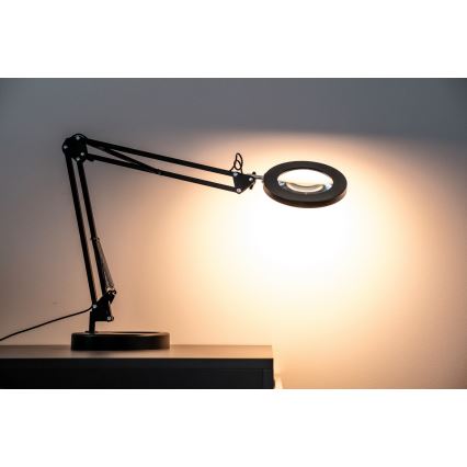 Brilagi - LED Prigušiva stolna lampa s povećalom LENS LED/12W/5V 3000/4200/6000K crna