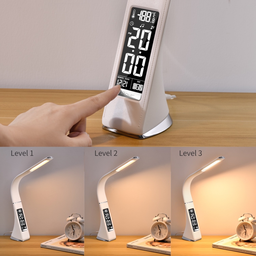 Brilagi - LED Prigušiva stolna lampa sa zaslonom PELLE LED/7W/230V bijela
