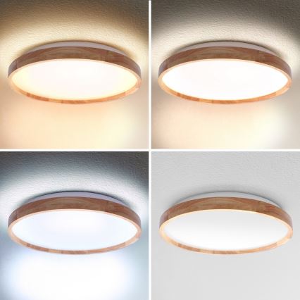 Brilagi - LED Prigušiva stropna svjetiljka ALSON LED/48W/230V 3000-6500K hrast pr. 39,5 cm + daljinski upravljač