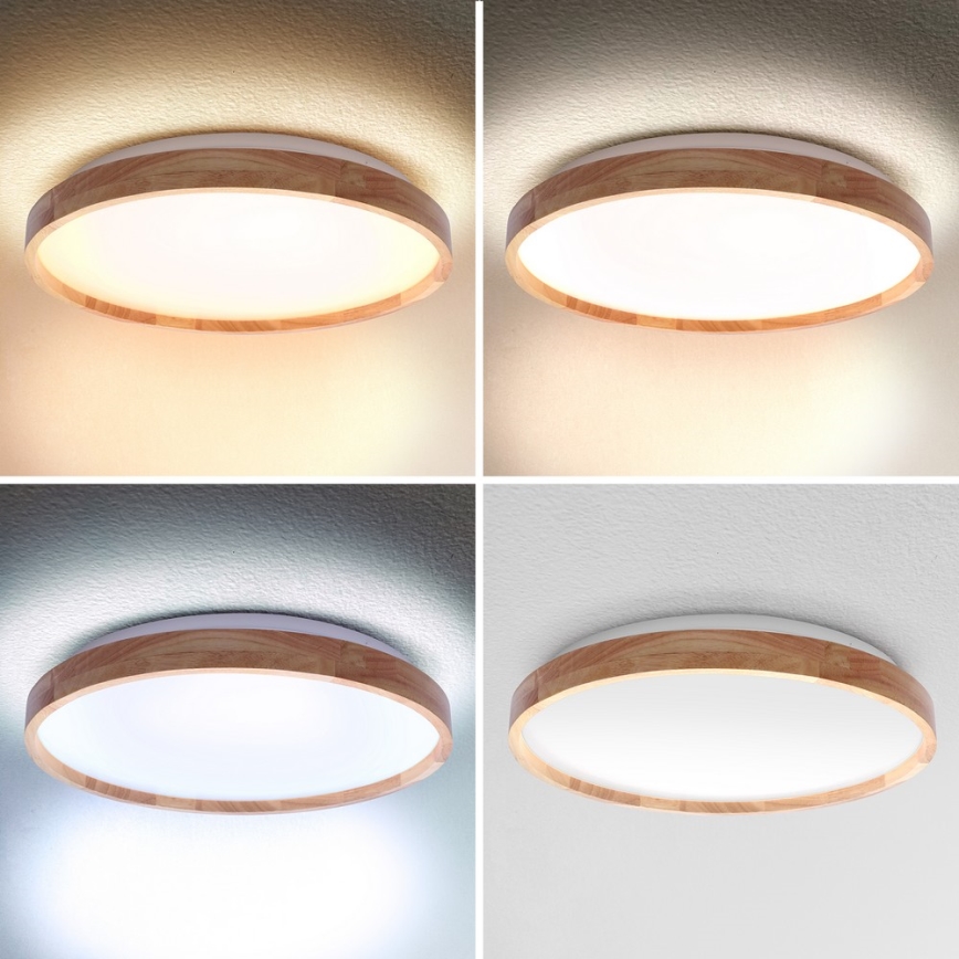 Brilagi - LED Prigušiva stropna svjetiljka ALSON LED/48W/230V 3000-6500K hrast pr. 39,5 cm + daljinski upravljač