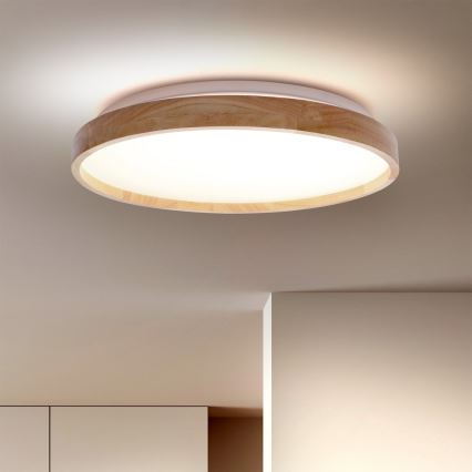 Brilagi - LED Prigušiva stropna svjetiljka ALSON LED/48W/230V 3000-6500K hrast pr. 39,5 cm + daljinski upravljač